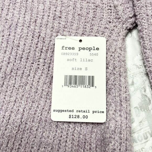 Free People Women Purple Lilac Long Sleeve V-neck Faux Wrap Sweater S OB923359 - Picture 3 of 8